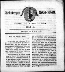 Grünberger Wochenblatt, Stück 18. (5. Mai 1827)