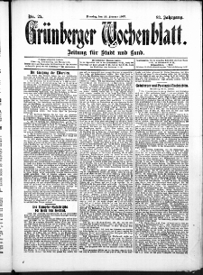 Gr&uuml;nberger Wochenblatt: Zeitung f&uuml;r Stadt und Land, No. 25. (26. Februar 1907)
