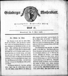 Grünberger Wochenblatt, Stück 27. (7. Juli 1827)
