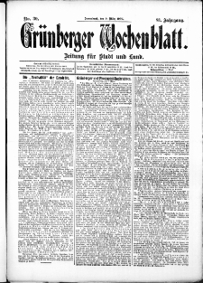 Grünberger Wochenblatt: Zeitung für Stadt und Land, No. 30. (9. März 1907)