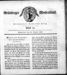 Grünberger Wochenblatt, Stück 34. (25. August 1827)