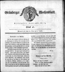 Gr&uuml;nberger Wochenblatt, St&uuml;ck 47. (24. November 1827)