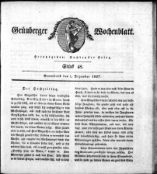 Grünberger Wochenblatt, Stück 48. (1. Dezember 1827)