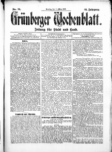 Gr&uuml;nberger Wochenblatt: Zeitung f&uuml;r Stadt und Land, No. 39. (31. M&auml;rz 1907)
