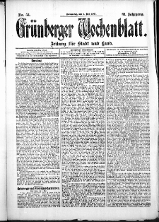 Grünberger Wochenblatt: Zeitung für Stadt und Land, No. 53. (2. Mai 1907)