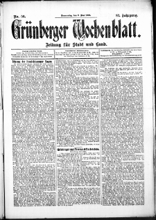 Grünberger Wochenblatt: Zeitung für Stadt und Land, No. 56. (9. Mai 1907)