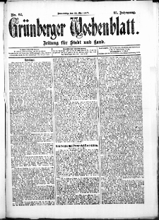 Grünberger Wochenblatt: Zeitung für Stadt und Land, No. 62. (23. Mai 1907)