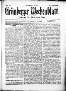 Grünberger Wochenblatt: Zeitung für Stadt und Land, No. 64. (28. Mai 1907)