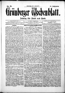 Gr&uuml;nberger Wochenblatt: Zeitung f&uuml;r Stadt und Land, No. 68. (6. Juni 1907)