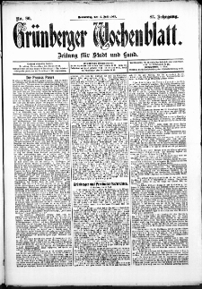 Gr&uuml;nberger Wochenblatt: Zeitung f&uuml;r Stadt und Land, No. 80. (4. Juli 1907)