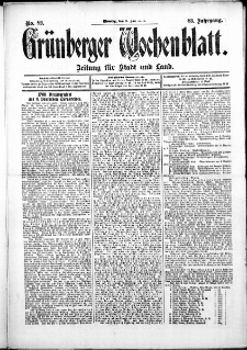 Grünberger Wochenblatt: Zeitung für Stadt und Land, No. 82. (9. Juli 1907)
