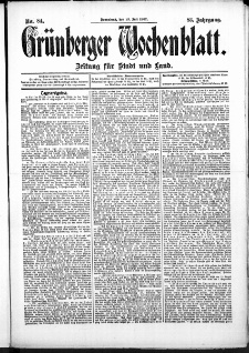 Gr&uuml;nberger Wochenblatt: Zeitung f&uuml;r Stadt und Land, No.84. (13. Juli 1907)