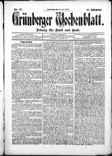 Gr&uuml;nberger Wochenblatt: Zeitung f&uuml;r Stadt und Land, No. 89. (25. Juli 1907)