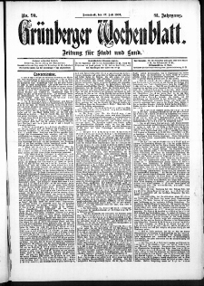 Grünberger Wochenblatt: Zeitung für Stadt und Land, No. 90. (27. Juli 1907)