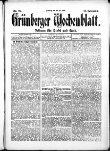 Grünberger Wochenblatt: Zeitung für Stadt und Land, No. 91. (30. Juli 1907)