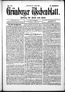Gr&uuml;nberger Wochenblatt: Zeitung f&uuml;r Stadt und Land, No. 93. (3. August 1907)