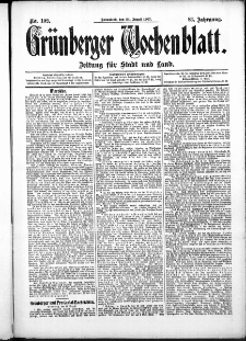 Gr&uuml;nberger Wochenblatt: Zeitung f&uuml;r Stadt und Land, No. 102. (24. August 1907)