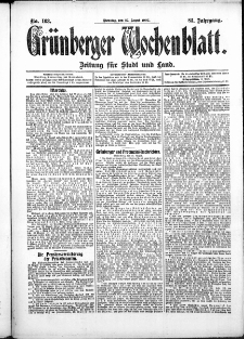 Grünberger Wochenblatt: Zeitung für Stadt und Land, No. 103. (27. August 1907)