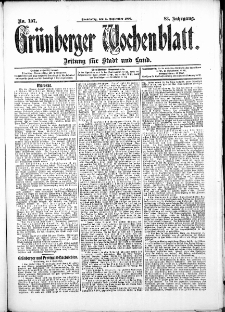 Grünberger Wochenblatt: Zeitung für Stadt und Land, No. 107. (5. September 1907)