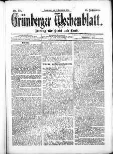 Gr&uuml;nberger Wochenblatt: Zeitung f&uuml;r Stadt und Land, No. 114. (21. September 1907)