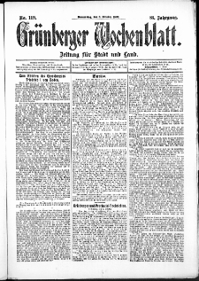 Grünberger Wochenblatt: Zeitung für Stadt und Land, No. 119. (3. Oktober 1907)
