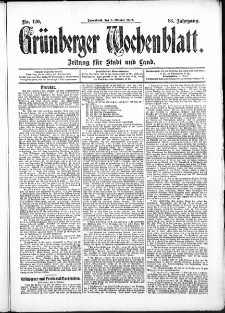 Gr&uuml;nberger Wochenblatt: Zeitung f&uuml;r Stadt und Land, No. 120. (5. Oktober 1907)