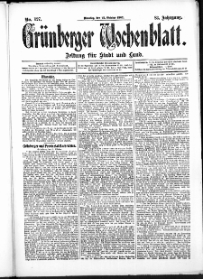 Gr&uuml;nberger Wochenblatt: Zeitung f&uuml;r Stadt und Land, No. 127. (22. Oktober 1907)