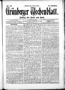 Grünberger Wochenblatt: Zeitung für Stadt und Land, No. 134. (7. November 1907)