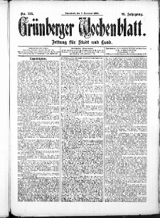 Gr&uuml;nberger Wochenblatt: Zeitung f&uuml;r Stadt und Land, No. 135. (9. November 1907)