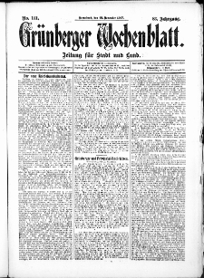 Grünberger Wochenblatt: Zeitung für Stadt und Land, No. 142. (26. November 1907)