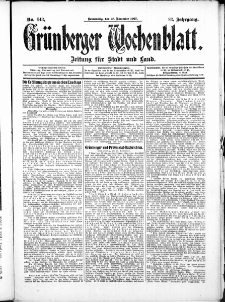 Grünberger Wochenblatt: Zeitung für Stadt und Land, No. 144. (30. November 1907)