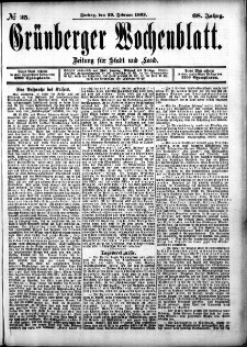 Grünberger Wochenblatt: Zeitung für Stadt und Land, No. 25. (26. Februar 1892)