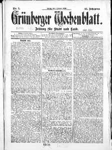 Gr&uuml;nberger Wochenblatt: Zeitung f&uuml;r Stadt und Land, No. 1. ( 1. Januar 1909 )