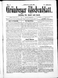 Gr&uuml;nberger Wochenblatt: Zeitung f&uuml;r Stadt und Land, No. 12. ( 5. Januar 1909 )