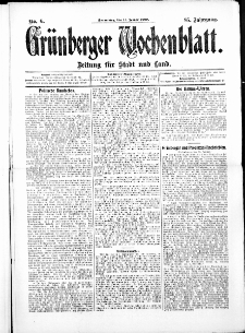 Gr&uuml;nberger Wochenblatt: Zeitung f&uuml;r Stadt und Land, No. 6. ( 14. Januar 1909 )