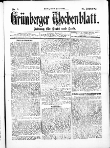 Grünberger Wochenblatt: Zeitung für Stadt und Land, No. 8. ( 19. Januar 1909 )