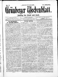 Gr&uuml;nberger Wochenblatt: Zeitung f&uuml;r Stadt und Land, No. 9. ( 21. Januar 1909 )