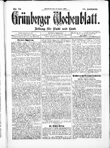 Gr&uuml;nberger Wochenblatt: Zeitung f&uuml;r Stadt und Land, No. 10. ( . Januar 1909 )