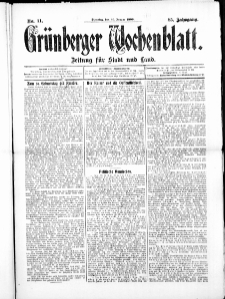 Grünberger Wochenblatt: Zeitung für Stadt und Land, No. 11. ( 26. Januar 1909 )