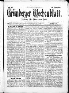 Gr&uuml;nberger Wochenblatt: Zeitung f&uuml;r Stadt und Land, No. 13. ( 30.Januar 1909 )