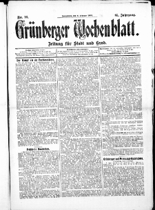 Gr&uuml;nberger Wochenblatt: Zeitung f&uuml;r Stadt und Land, No. 16. ( 6. Februar 1909 )