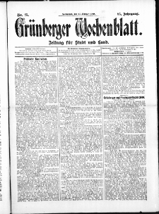 Gr&uuml;nberger Wochenblatt: Zeitung f&uuml;r Stadt und Land, No. 25. ( 27. Februar 1909 )