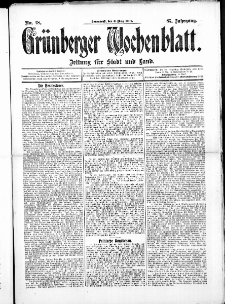 Grünberger Wochenblatt: Zeitung für Stadt und Land, No. 28. ( 6. März 1909 )