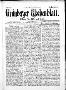Gr&uuml;nberger Wochenblatt: Zeitung f&uuml;r Stadt und Land, No. 32. ( 16. M&auml;rz 1909 )