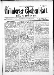 Grünberger Wochenblatt: Zeitung für Stadt und Land, No. 32. ( 16. März 1909 )