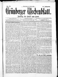 Gr&uuml;nberger Wochenblatt: Zeitung f&uuml;r Stadt und Land, No. 36. ( 25. M&auml;rz 1909 )