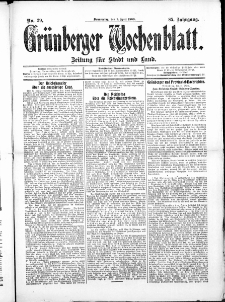 Gr&uuml;nberger Wochenblatt: Zeitung f&uuml;r Stadt und Land, No. 39. ( 1. April 1909 )