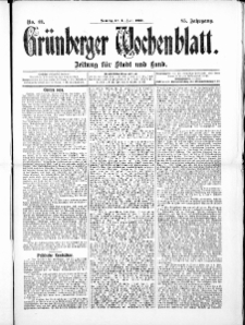Gr&uuml;nberger Wochenblatt: Zeitung f&uuml;r Stadt und Land, No. 43. ( 11. April 1909 )