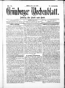 Gr&uuml;nberger Wochenblatt: Zeitung f&uuml;r Stadt und Land, No. 44. ( 14. April 1909 )
