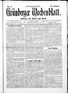 Gr&uuml;nberger Wochenblatt: Zeitung f&uuml;r Stadt und Land, No. 45. ( 15. April 1909 )
